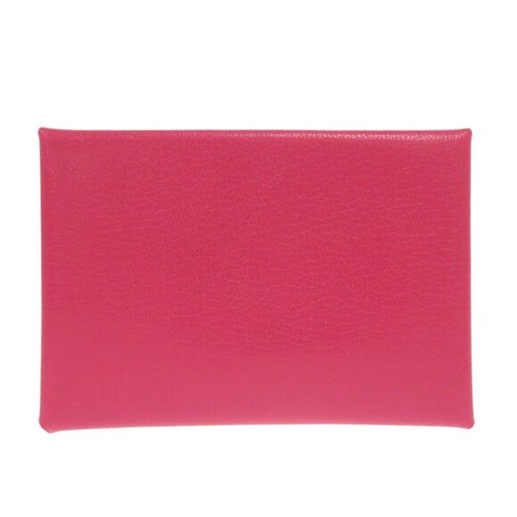 HERMES Pink Calvi Duo Chevre Shamquila Rose Extreme B Stamp Card Case - Picture 4 of 9